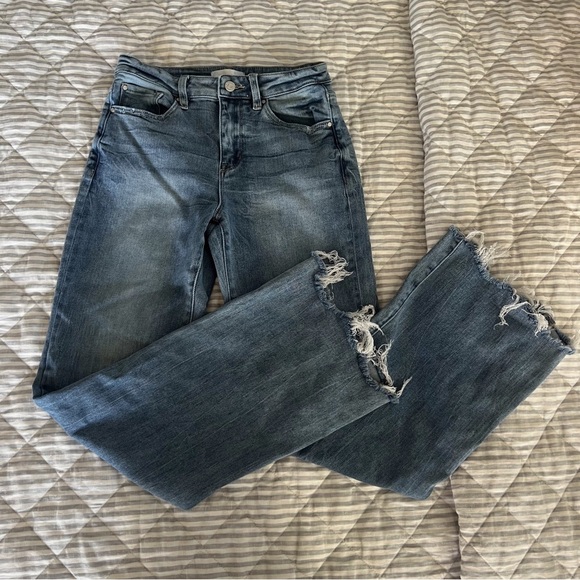 PETRA 153 Blue Jeans with Distressed Hem - Picture 1 of 5